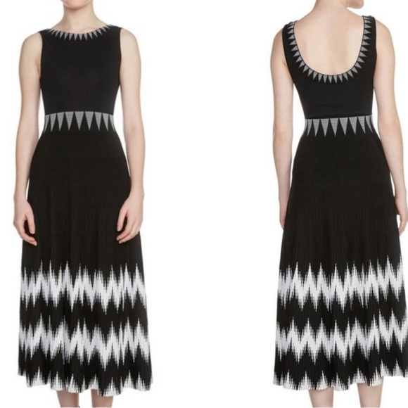Maje Dresses & Skirts - Maje Ruche Geo Pattern Knit Midi Dress
NWT Black Size 2